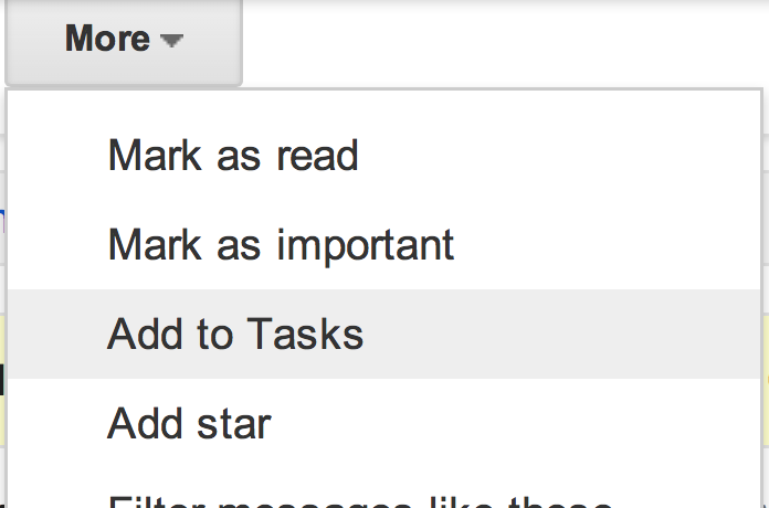 Screenshot from Gmail - add Mail to Tasks