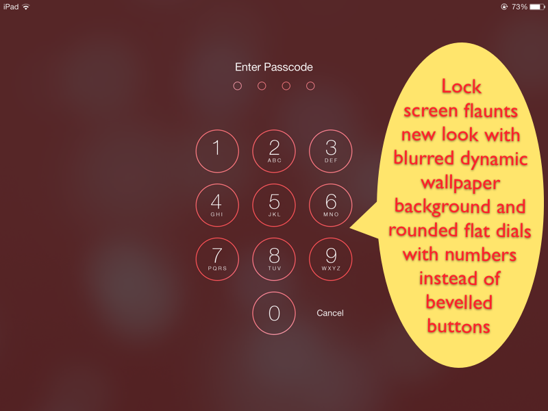New Lockscreen for iOS 7  with subtle dials - iPad Screenshot