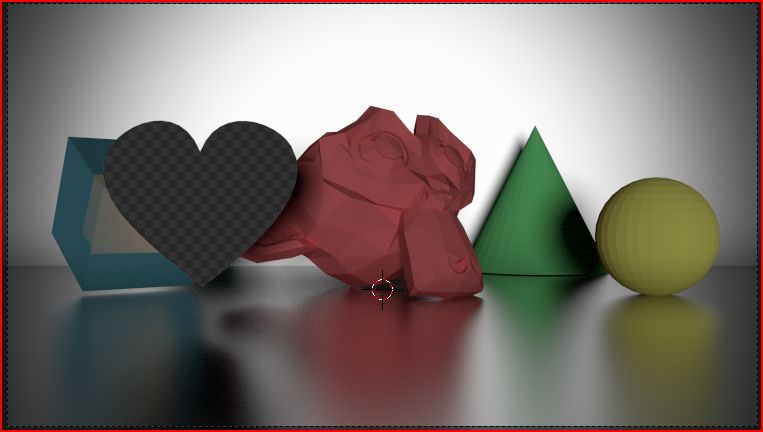 Blender 3d Cycles Render with Holdout Shader 1039 Samples 0.98 clamping