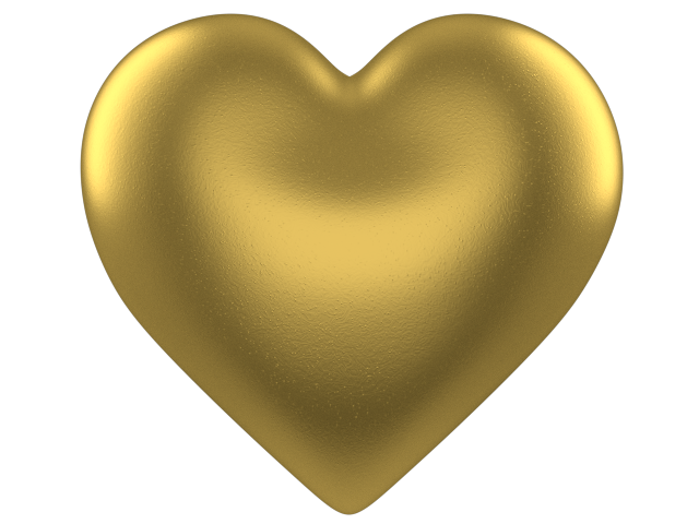 Shining Gold 3d Love Heart w/ Transparent Background - Free Valentine Clip-art