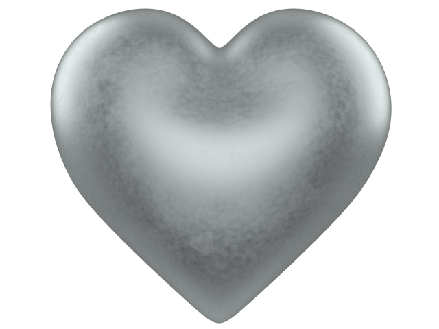 Silver 3d Love Heart with Transparent Background - Valentine Clip-art