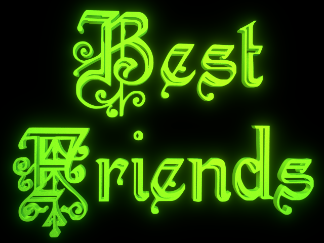 Best Friends - 3d clip-art for Friendship Day - Glowing Green