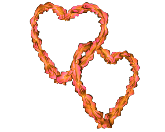 Pink-Yellow Flowery Entangled Love Hearts Valentine Clip-art