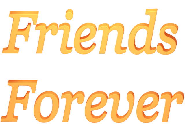 Friends Forever 3d Render in Yellow Orange Blend with Transparent Background 
