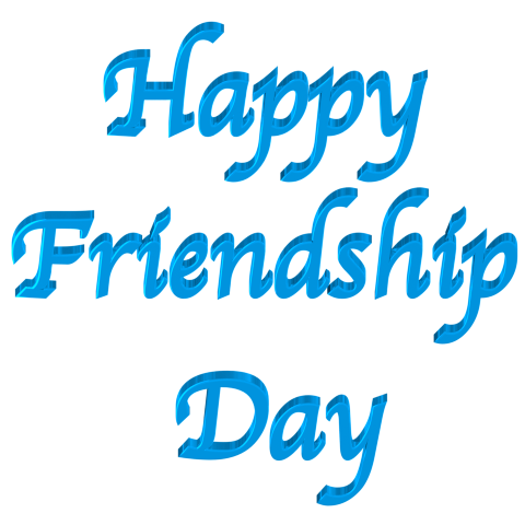 Happy Friendship Day - Shiny Bright Blue 3d Text Clip art with Transparent Backg