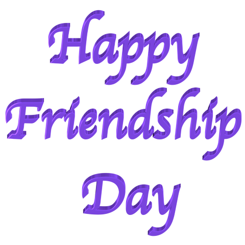 Shiny Purple 3d text clip-art Happy Friendship Day with Transparent Background