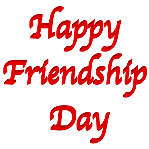 Shiny Red 3d clip-art featuring text Happy Friendship Day with Transparent Backg