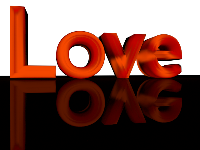 Red 3d Text Love with Reflection - Transparent Background Clip art