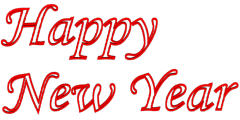 Outlined Happy New Year 3d Text Clip-art in Red color.