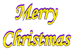 Shadow Bordered Merry Christmas 3d Text Clip-art in Yellow Purple color.