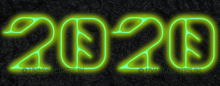Green light Glowing digits 2020