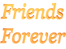 Friends Forever 3d Render in Yellow Orange Blend with Transparent Background 