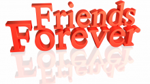 3d Render Friends Forever Red color with reflection isolated on white background