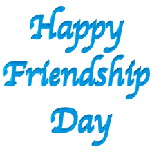 Happy Friendship Day - Shiny Bright Blue 3d Text Clip art with Transparent Backg