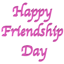 Shiny Pink 3d text clip-art Happy Friendship Day with Transparent Back