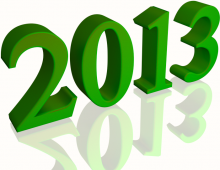 Shiny Green 2013 3d text (with Reflection) Clip-art