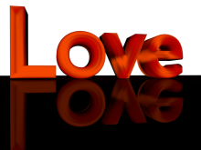 Red 3d Text Love with Reflection - Transparent Background Clip art