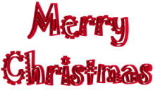 Jokerman Font Merry Christmas 3d Text Clip-art in Red color.