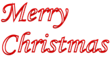 Outlined Merry Christmas 3d Text Clip-art in Red color.