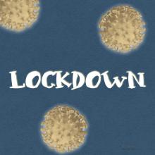 Pale Coronavirus Cells framing Lockdown Text